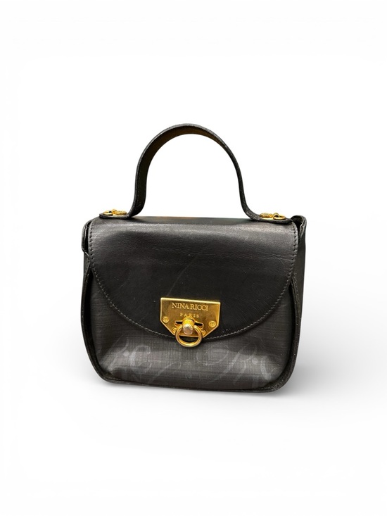 Nina Ricci Handbags - Nina Ricci Black Mini Top-Handle Bag with Gold Hardware